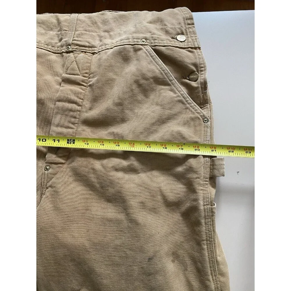 Carhartt Overalls Mens 38x29 Brown Quilted Lined Workwear Double Knee Distressed - Picture 12 of 14